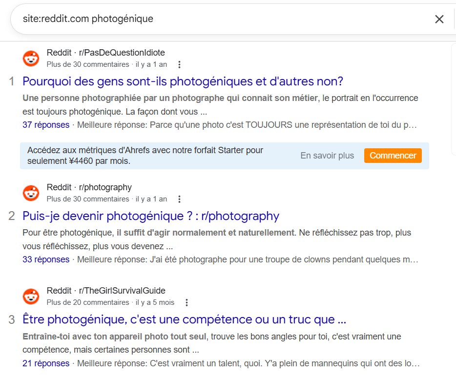 Reddit et intentions de recherche