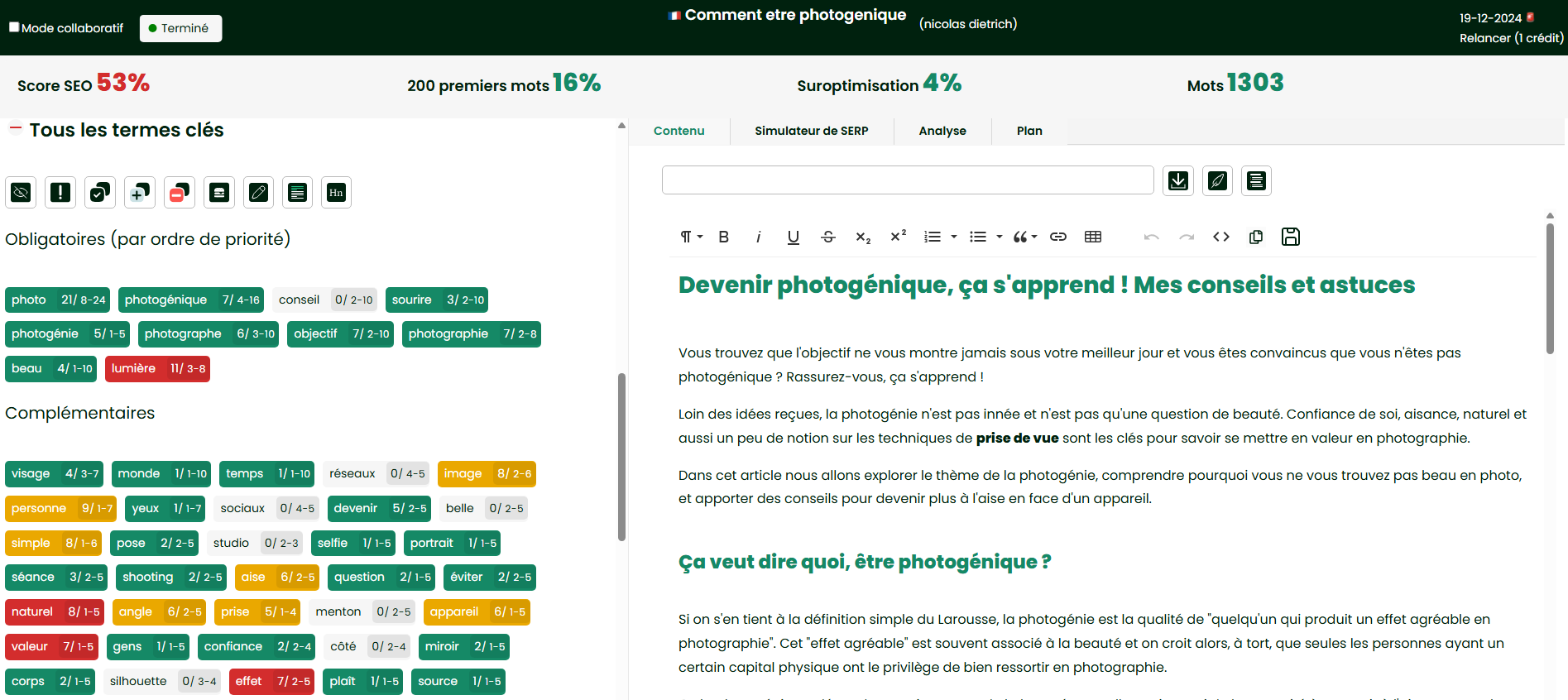 Utilisation ThotSEO pour affiner contenu généré par IA